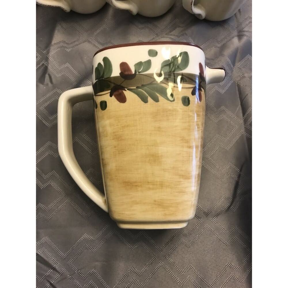 Beautiful Rare Marco e Cristina Hand Painted  Pitcher 8"Tall, Made In Italy